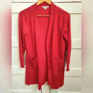 Zenana Outfitters Red Knit Sweater Long Open Cardigan | Medium